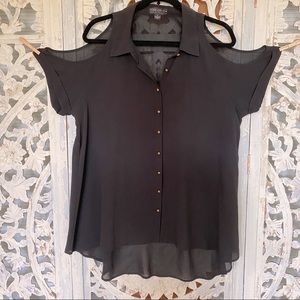 Forever 21 Cold Shoulder High Low Blouse XL